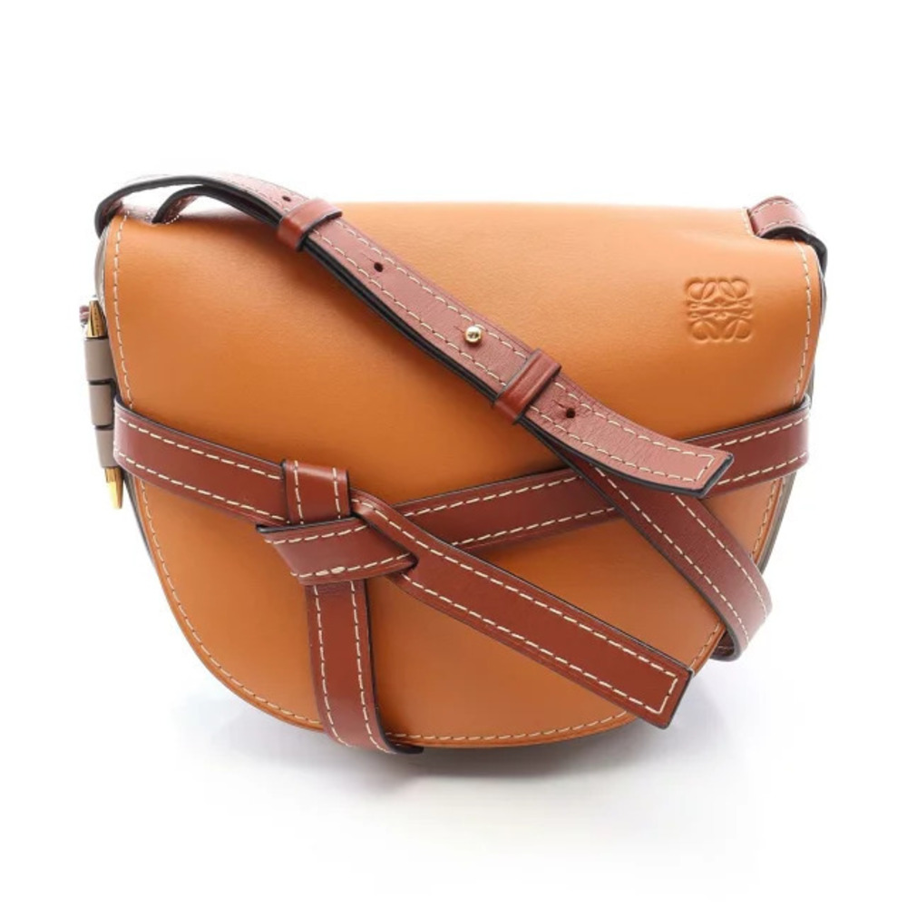Loewe GATE BAG Shoulder Leather Brown Beige Cream